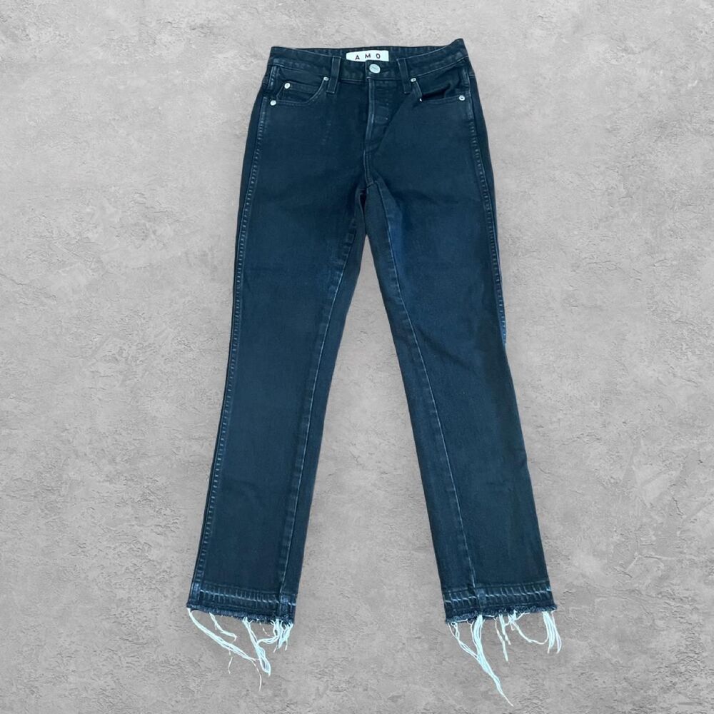 AMO Denim Babe High Rise Slim Crop Jeans 24 Grunge Indie Sleaze